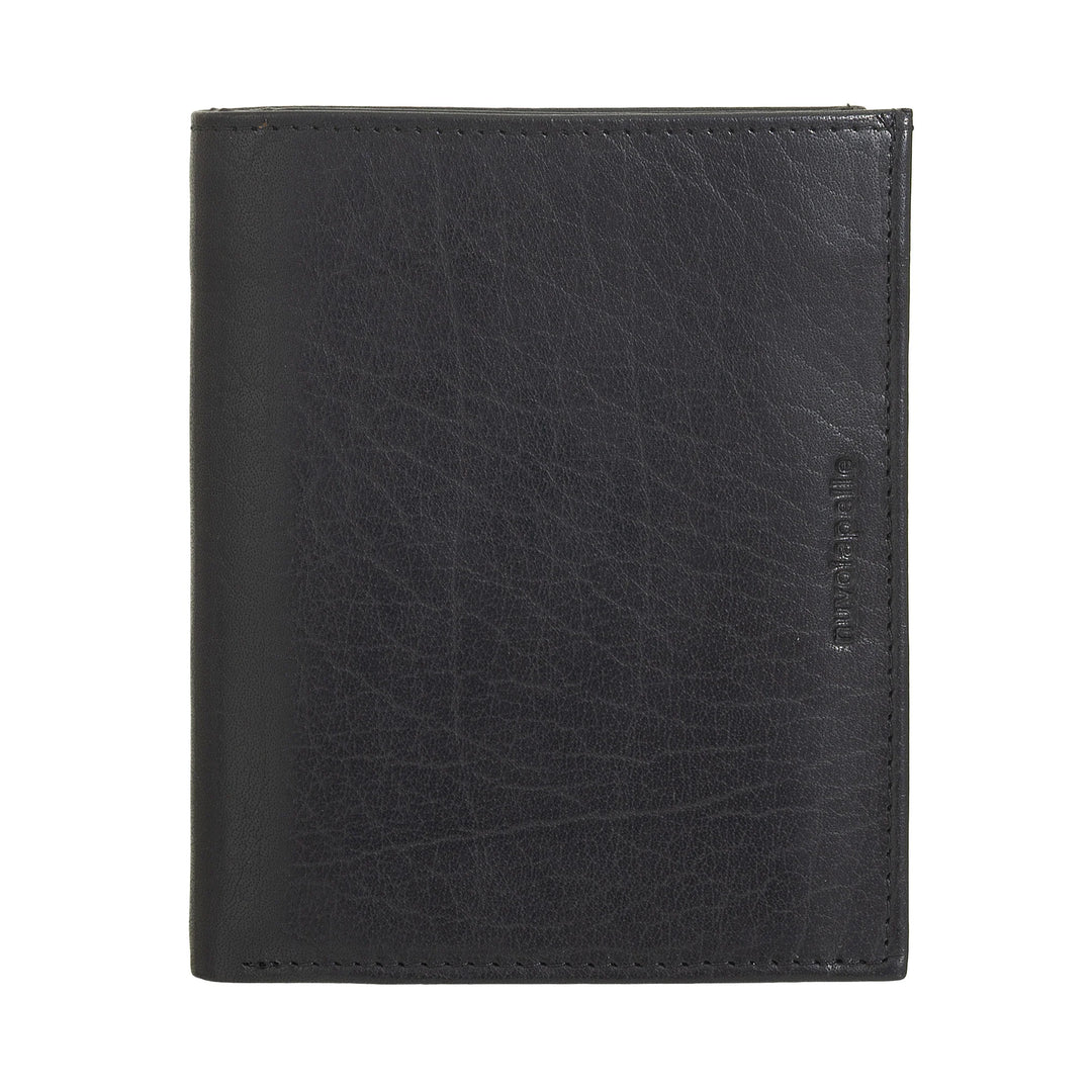 Nuvola Pelle Portafoglio Uomo Grande in Pelle Bufalo con Zip Interna e Portamonete - Portafogli Verticale Porta Carte, Foto e Banconote