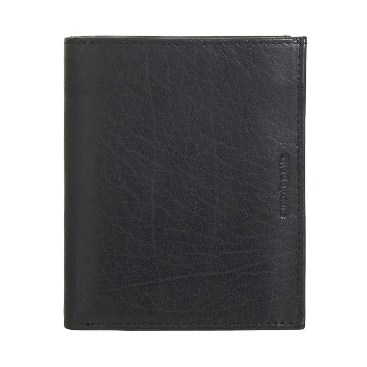 Nuvola Pelle Portafoglio Uomo Grande in Pelle Bufalo con Zip Interna e Portamonete - Portafogli Verticale Porta Carte, Foto e Banconote