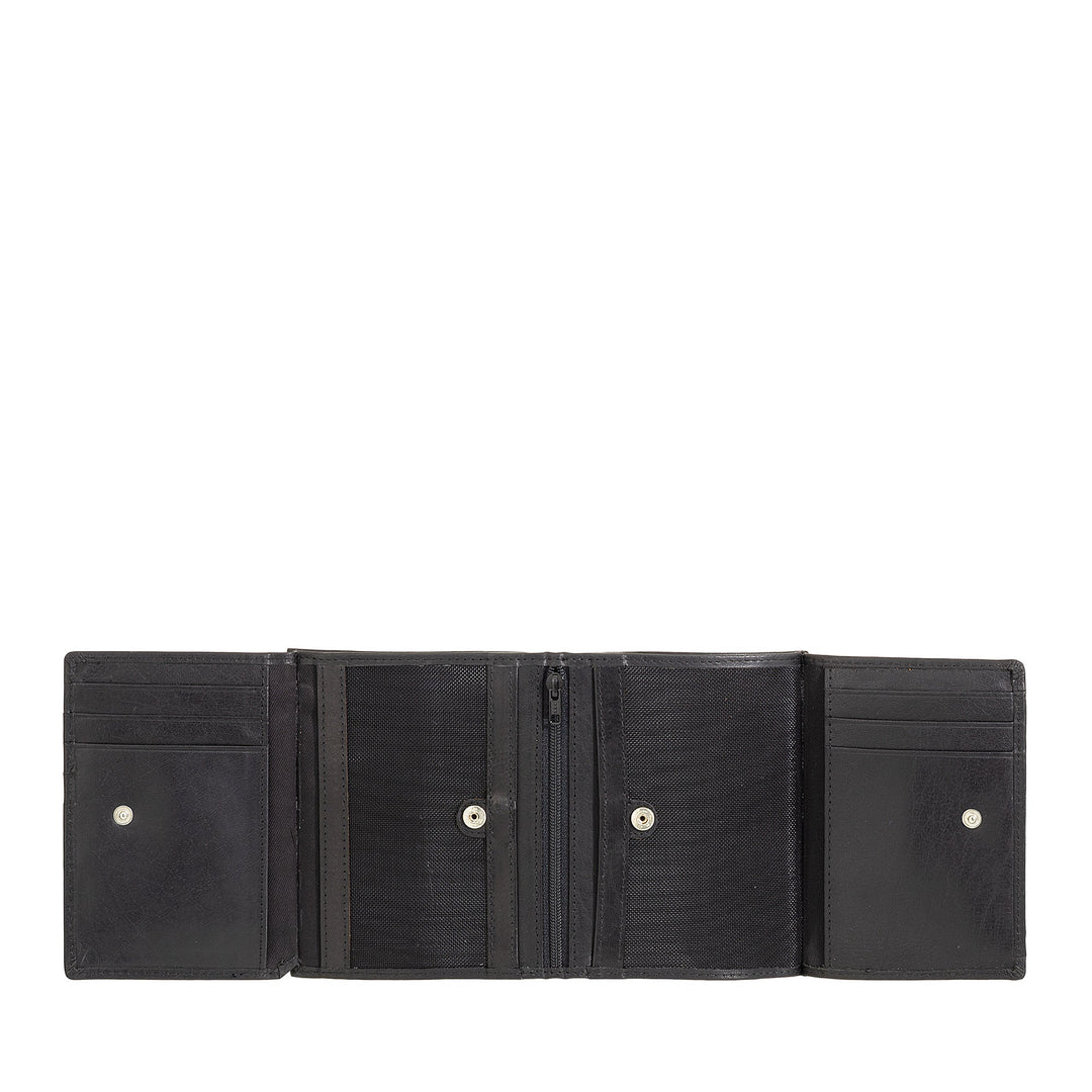 Nuvola Pelle Portafoglio Uomo Grande in Pelle Bufalo con Zip Interna e Portamonete - Portafogli Verticale Porta Carte, Foto e Banconote