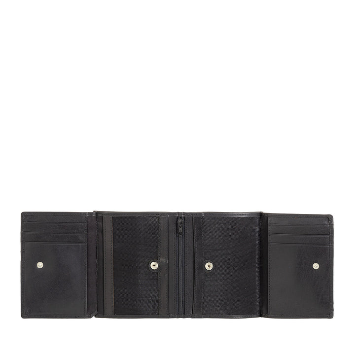 Nuvola Pelle Portafoglio Uomo Grande in Pelle Bufalo con Zip Interna e Portamonete - Portafogli Verticale Porta Carte, Foto e Banconote
