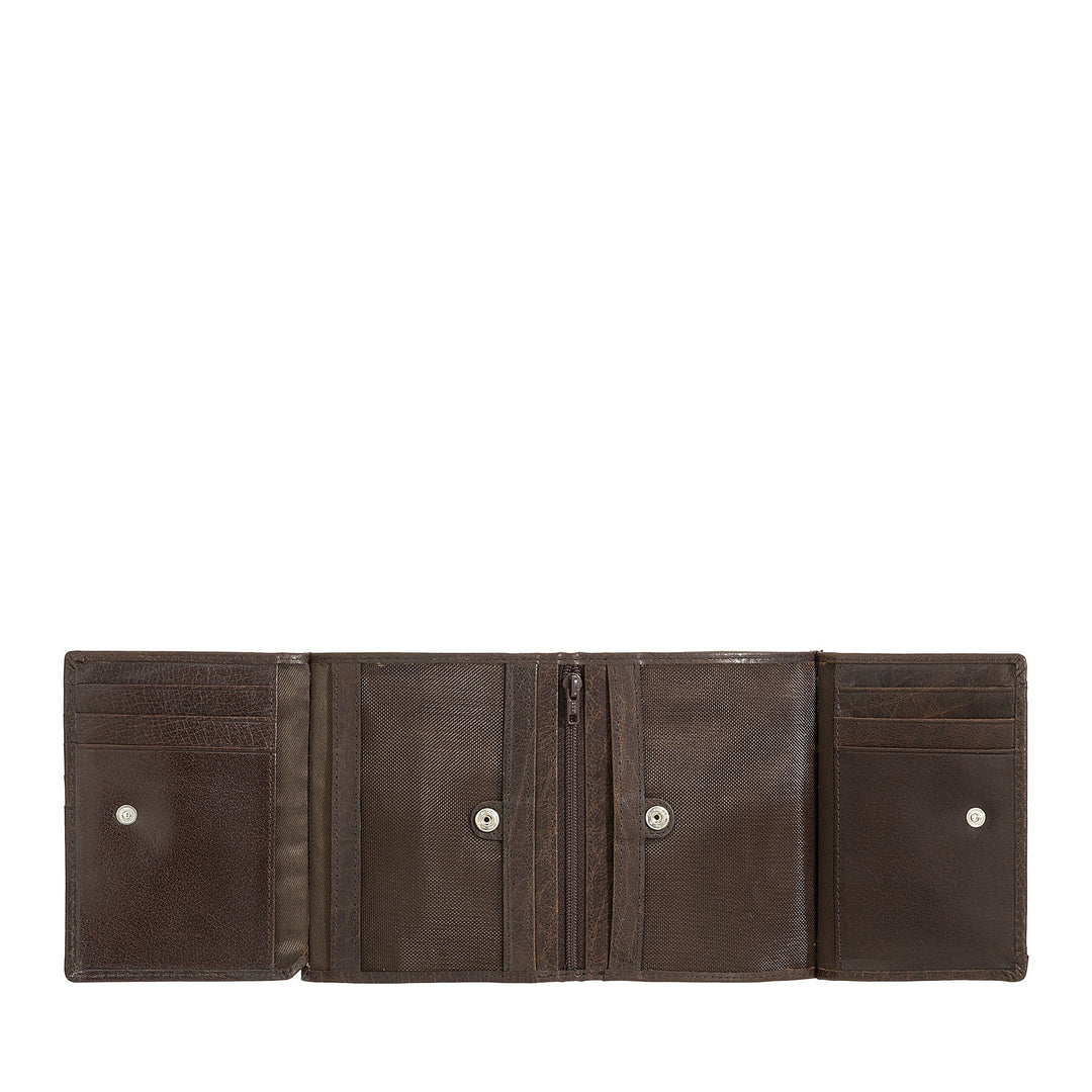 Nuvola Pelle Portafoglio Uomo Grande in Pelle Bufalo con Zip Interna e Portamonete - Portafogli Verticale Porta Carte, Foto e Banconote