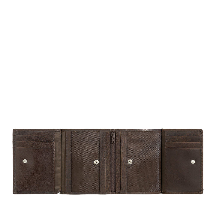 Nuvola Pelle Portafoglio Uomo Grande in Pelle Bufalo con Zip Interna e Portamonete - Portafogli Verticale Porta Carte, Foto e Banconote
