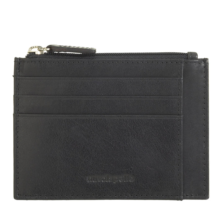 Nuvola Pelle Bustina Porta Carte di Credito Tascabile Slim in Pelle da Uomo con Zip Portamonete
