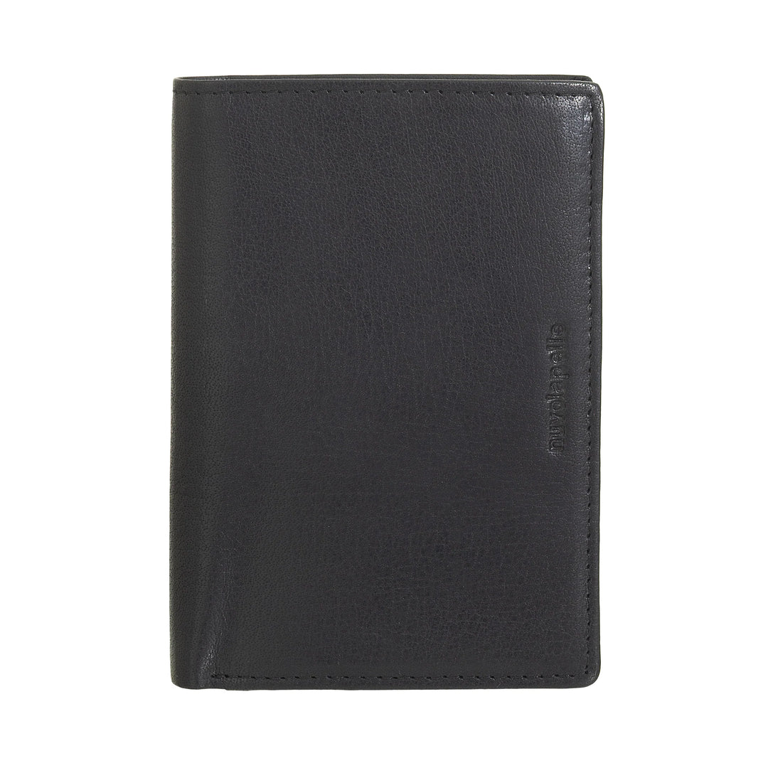 Nuvola Pelle Portafoglio Verticale Grande Uomo in Pelle di Bufalo - Portafoglio Tascone con Portamonete, 8 Tasche Porta Carte e Cerniera Zip