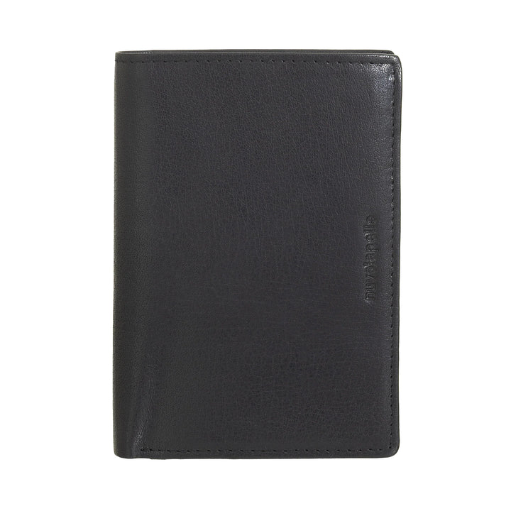 Nuvola Pelle Portafoglio Verticale Grande Uomo in Pelle di Bufalo - Portafoglio Tascone con Portamonete, 8 Tasche Porta Carte e Cerniera Zip