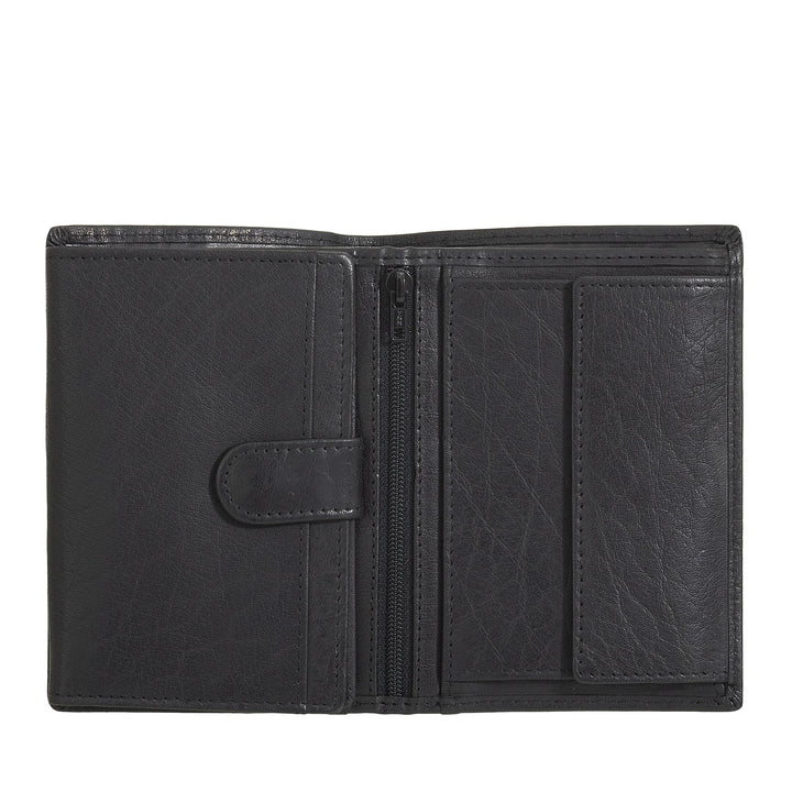 Nuvola Pelle Portafoglio Verticale Grande Uomo in Pelle di Bufalo - Portafoglio Tascone con Portamonete, 8 Tasche Porta Carte e Cerniera Zip