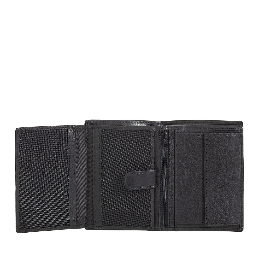 Nuvola Pelle Portafoglio Verticale Grande Uomo in Pelle di Bufalo - Portafoglio Tascone con Portamonete, 8 Tasche Porta Carte e Cerniera Zip