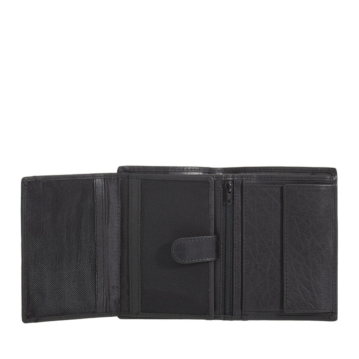 Nuvola Pelle Portafoglio Verticale Grande Uomo in Pelle di Bufalo - Portafoglio Tascone con Portamonete, 8 Tasche Porta Carte e Cerniera Zip
