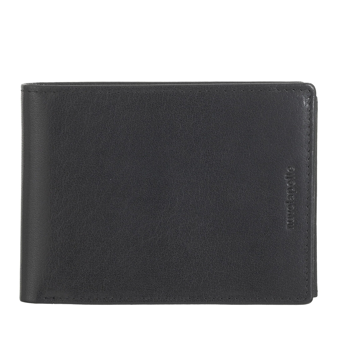 Nuvola Pelle Portafoglio in Pelle di Bufalo Uomo con Portamonete - Portafoglio Classico con Cerniera Zip Interna, Tasche Porta Carte di Credito e Banconote, Porta Foto