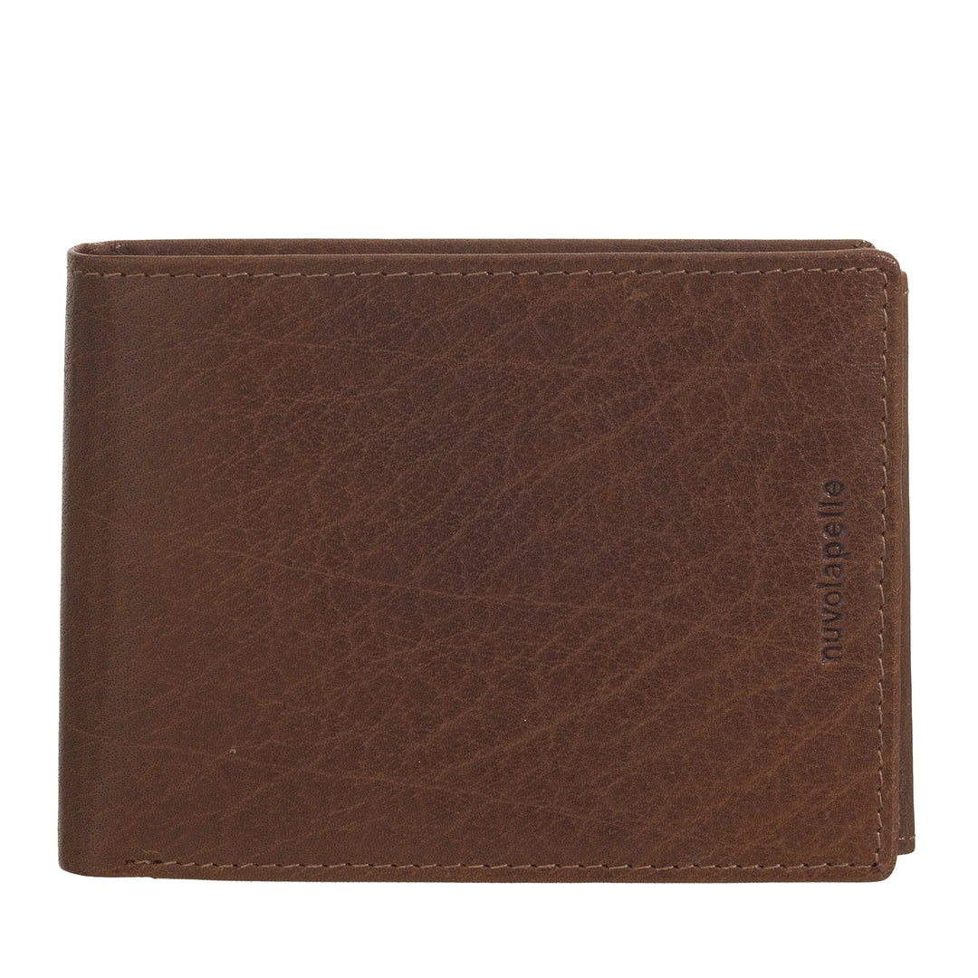 Nuvola Pelle Portafoglio in Pelle di Bufalo Uomo con Portamonete - Portafoglio Classico con Cerniera Zip Interna, Tasche Porta Carte di Credito e Banconote, Porta Foto