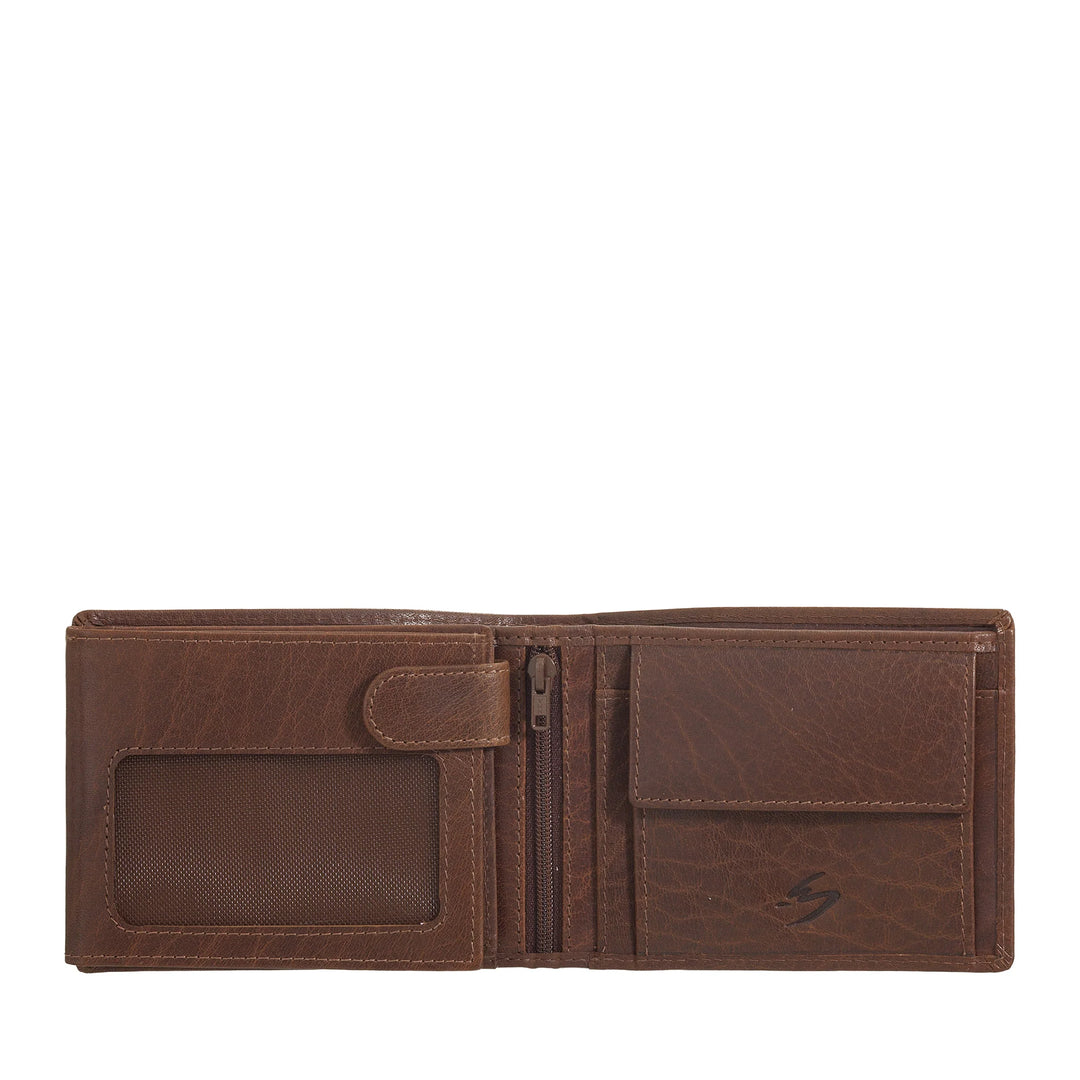 Nuvola Pelle Portafoglio in Pelle di Bufalo Uomo con Portamonete - Portafoglio Classico con Cerniera Zip Interna, Tasche Porta Carte di Credito e Banconote, Porta Foto