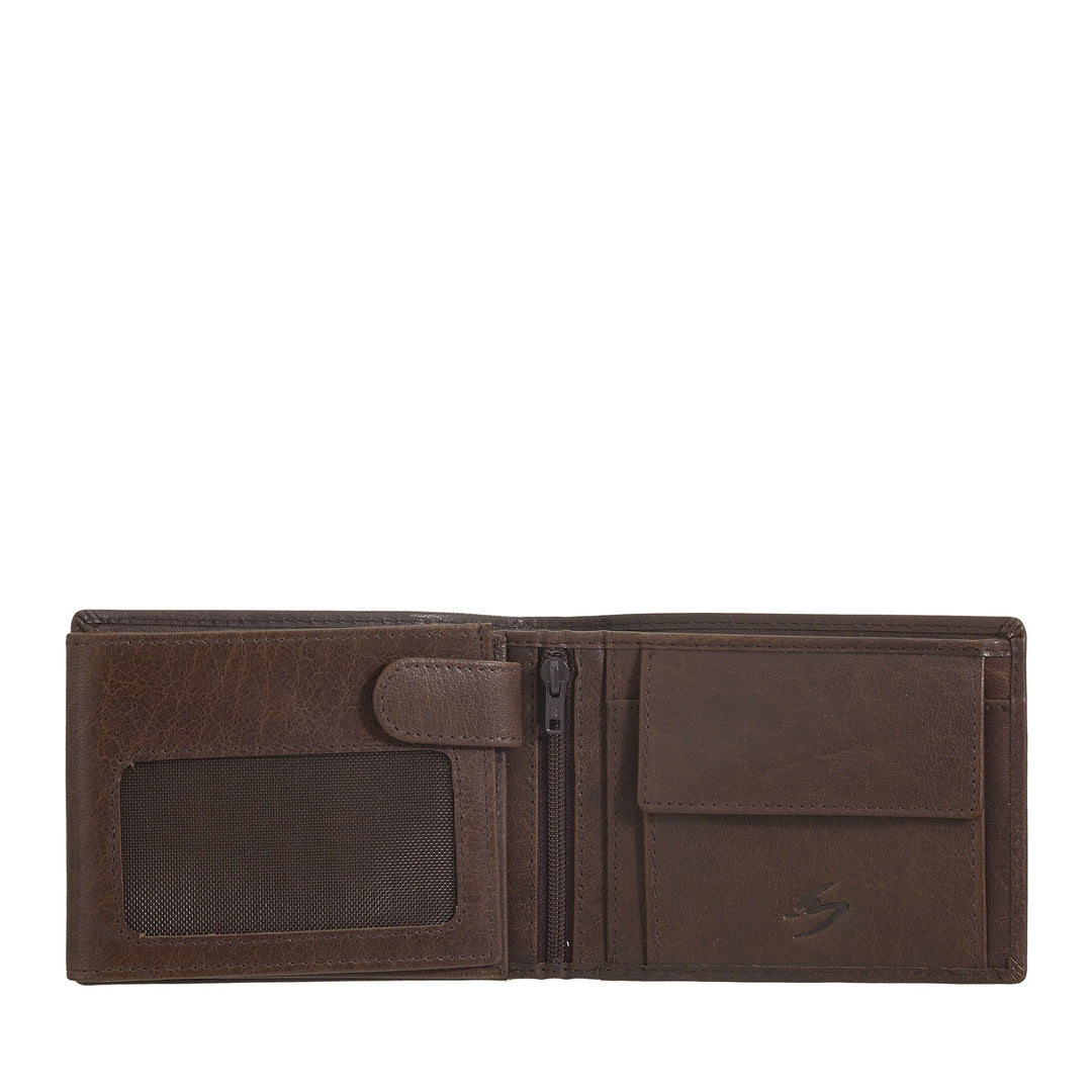 Nuvola Pelle Portafoglio in Pelle di Bufalo Uomo con Portamonete - Portafoglio Classico con Cerniera Zip Interna, Tasche Porta Carte di Credito e Banconote, Porta Foto
