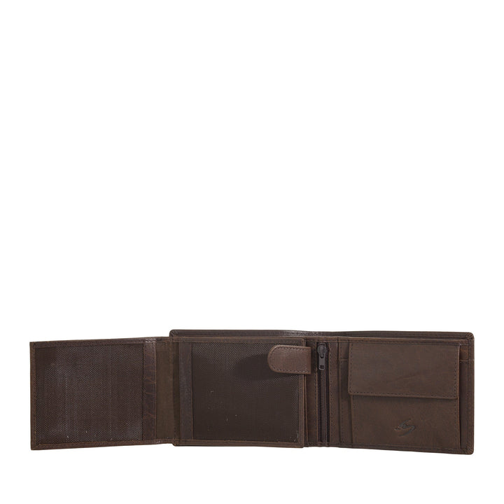 Nuvola Pelle Portafoglio in Pelle di Bufalo Uomo con Portamonete - Portafoglio Classico con Cerniera Zip Interna, Tasche Porta Carte di Credito e Banconote, Porta Foto
