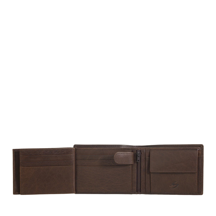 Nuvola Pelle Portafoglio in Pelle di Bufalo Uomo con Portamonete - Portafoglio Classico con Cerniera Zip Interna, Tasche Porta Carte di Credito e Banconote, Porta Foto