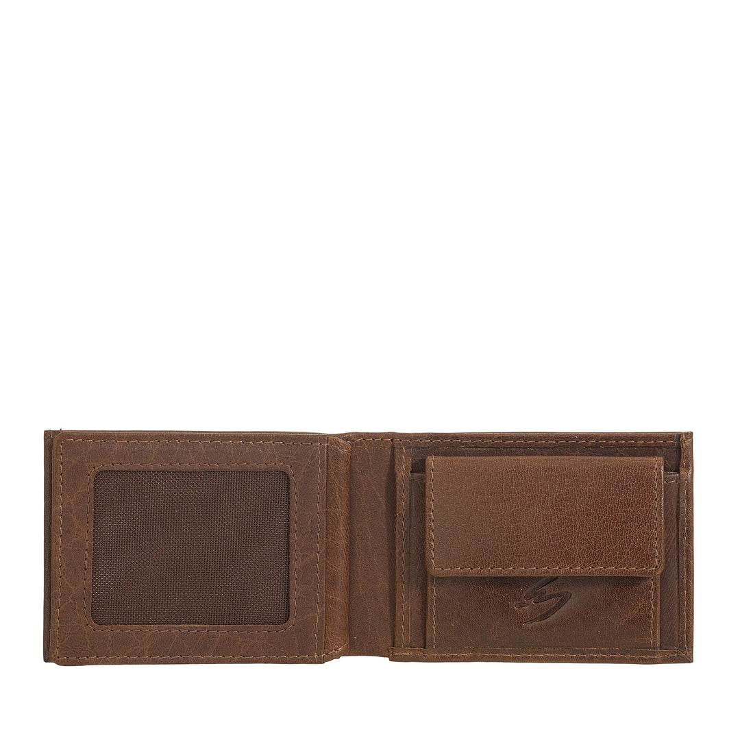 Nuvola Pelle Mini Portafoglio Uomo Piccolo in Pelle di Bufalo Tascabile - Portafoglio Piccolo da Giacca con Portamonete, Tasche con Retina Trasparente