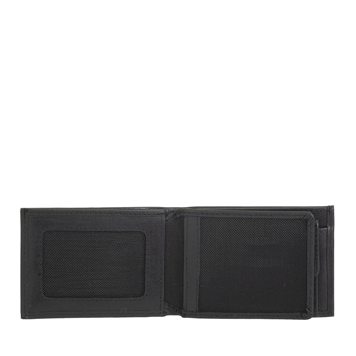 Nuvola Pelle Mini Portafoglio Uomo Piccolo in Pelle di Bufalo Tascabile - Portafoglio Piccolo da Giacca con Portamonete, Tasche con Retina Trasparente