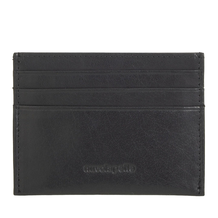 Nuvola Pelle Porta Carte di Credito Uomo Donna Slim in Pelle Bufalo - Portafoglio Sottile Tascabile di Pelle con 6 Slot Porta Tessere