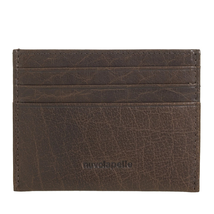 Nuvola Pelle Porta Carte di Credito Uomo Donna Slim in Pelle Bufalo - Portafoglio Sottile Tascabile di Pelle con 6 Slot Porta Tessere
