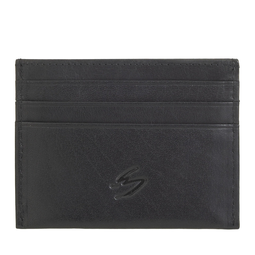 Nuvola Pelle Porta Carte di Credito Uomo Donna Slim in Pelle Bufalo - Portafoglio Sottile Tascabile di Pelle con 6 Slot Porta Tessere