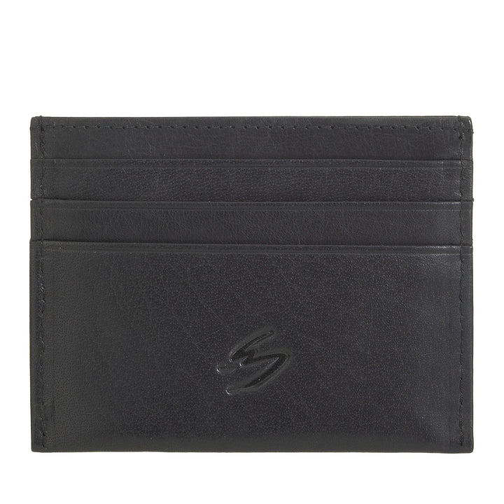 Nuvola Pelle Porta Carte di Credito Uomo Donna Slim in Pelle Bufalo - Portafoglio Sottile Tascabile di Pelle con 6 Slot Porta Tessere