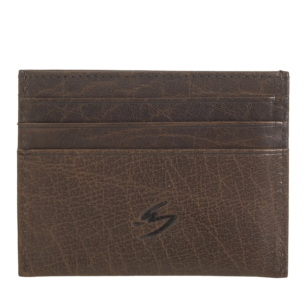 Nuvola Pelle Porta Carte di Credito Uomo Donna Slim in Pelle Bufalo - Portafoglio Sottile Tascabile di Pelle con 6 Slot Porta Tessere
