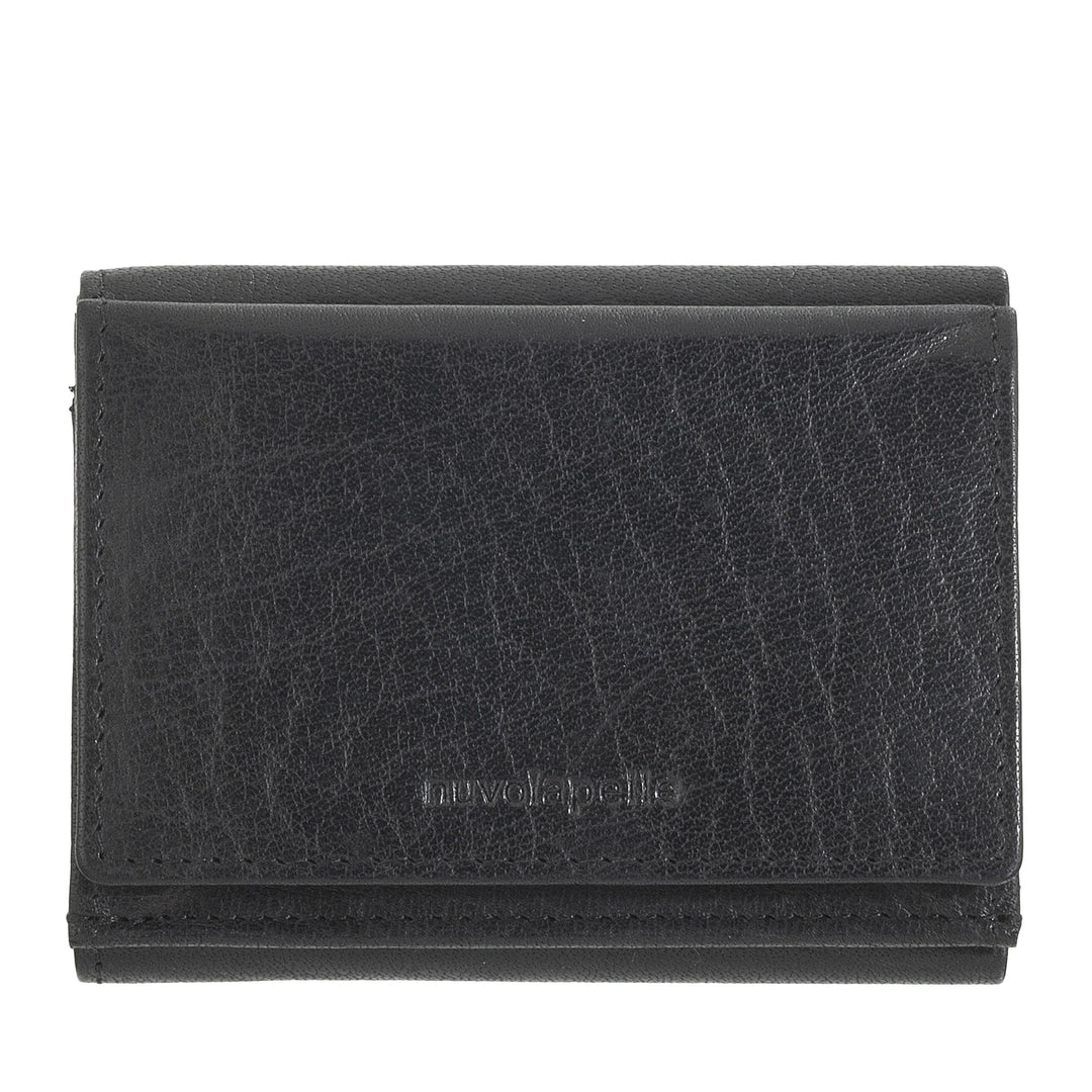 Nuvola Pelle Portafoglio Piccolo Uomo e Donna in Pelle di Bufalo - Elegante Trifold con Portamonete a Bottone, Scomparti per Carte Tessere e Banconote