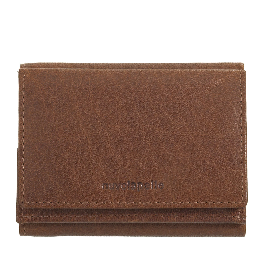 Nuvola Pelle Portafoglio Piccolo Uomo e Donna in Pelle di Bufalo - Elegante Trifold con Portamonete a Bottone, Scomparti per Carte Tessere e Banconote