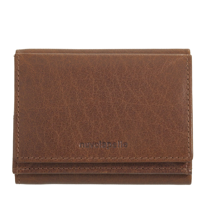 Nuvola Pelle Portafoglio Piccolo Uomo e Donna in Pelle di Bufalo - Elegante Trifold con Portamonete a Bottone, Scomparti per Carte Tessere e Banconote