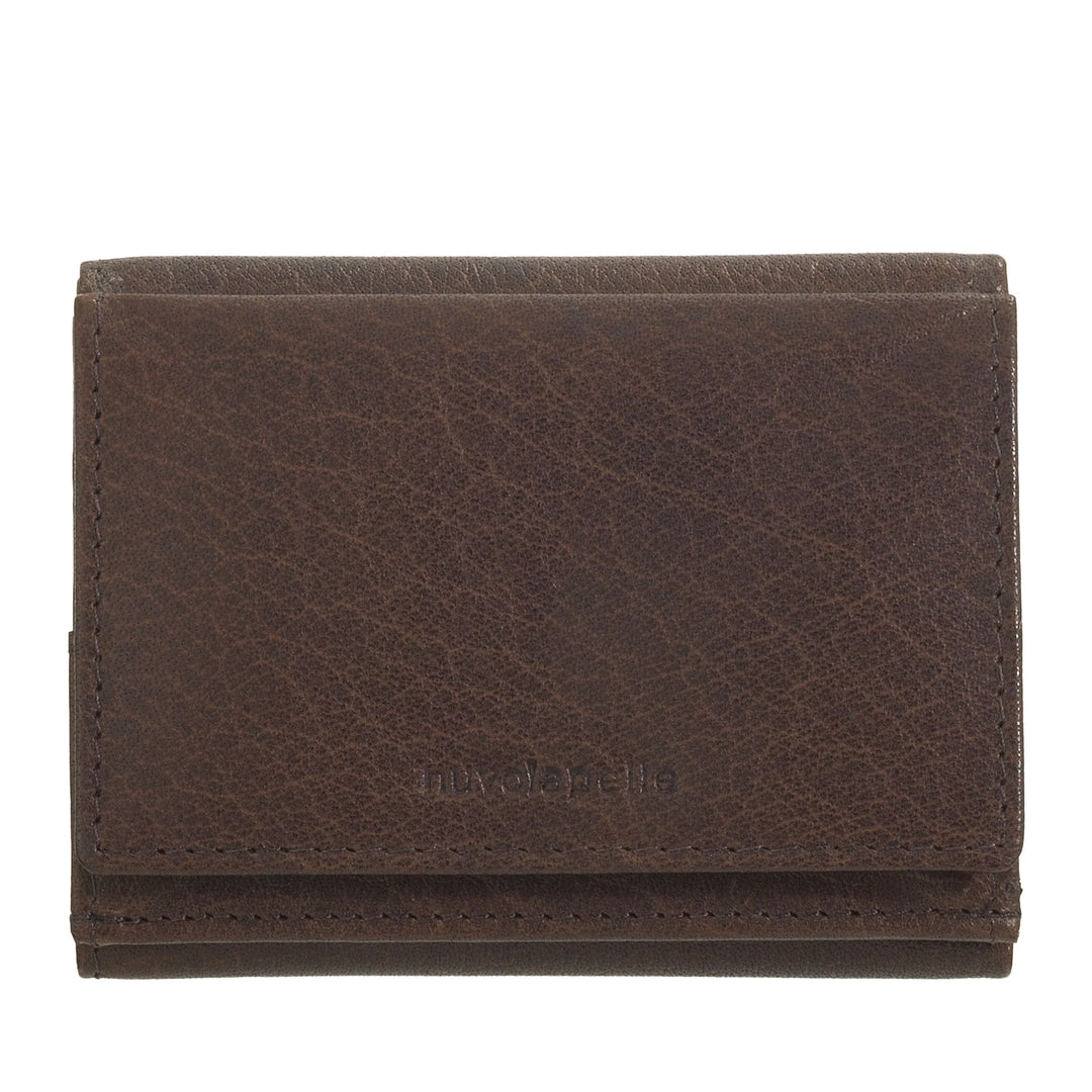 Nuvola Pelle Portafoglio Piccolo Uomo e Donna in Pelle di Bufalo - Elegante Trifold con Portamonete a Bottone, Scomparti per Carte Tessere e Banconote