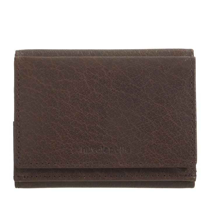 Nuvola Pelle Portafoglio Piccolo Uomo e Donna in Pelle di Bufalo - Elegante Trifold con Portamonete a Bottone, Scomparti per Carte Tessere e Banconote