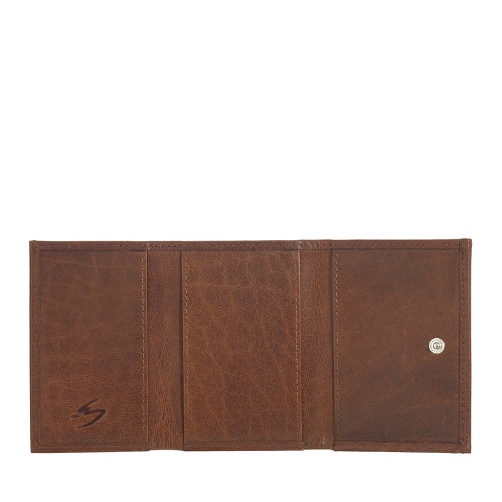 Nuvola Pelle Portafoglio Piccolo Uomo e Donna in Pelle di Bufalo - Elegante Trifold con Portamonete a Bottone, Scomparti per Carte Tessere e Banconote