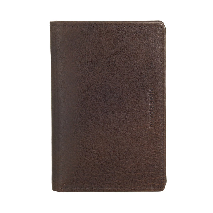 Nuvola Pelle Portafoglio Uomo Piccolo di Vera Pelle Bufalo, Portafoglio Portacarte Slim con Cerniera Zip Posteriore, Tascabile, Compatto