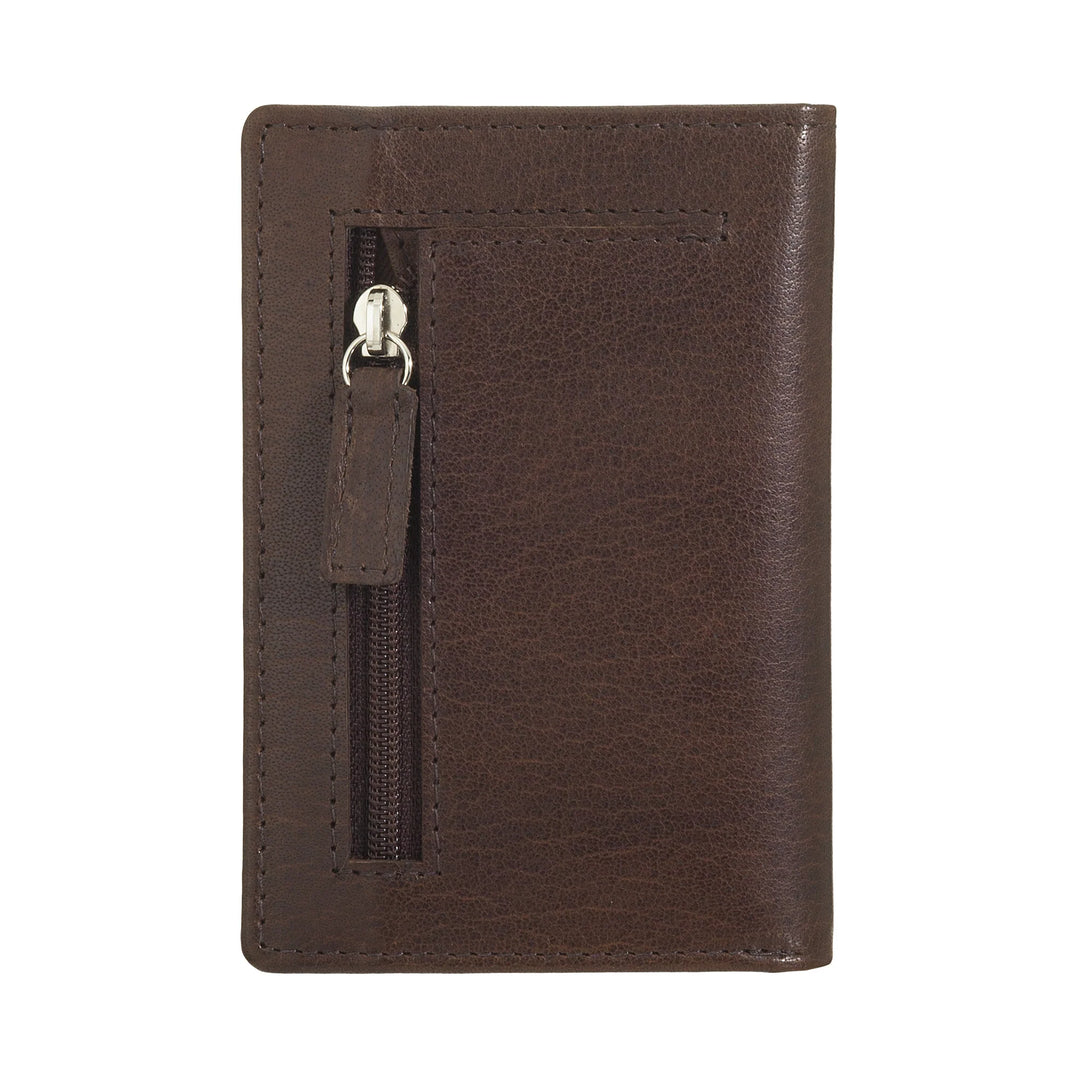 Nuvola Pelle Portafoglio Uomo Piccolo di Vera Pelle Bufalo, Portafoglio Portacarte Slim con Cerniera Zip Posteriore, Tascabile, Compatto