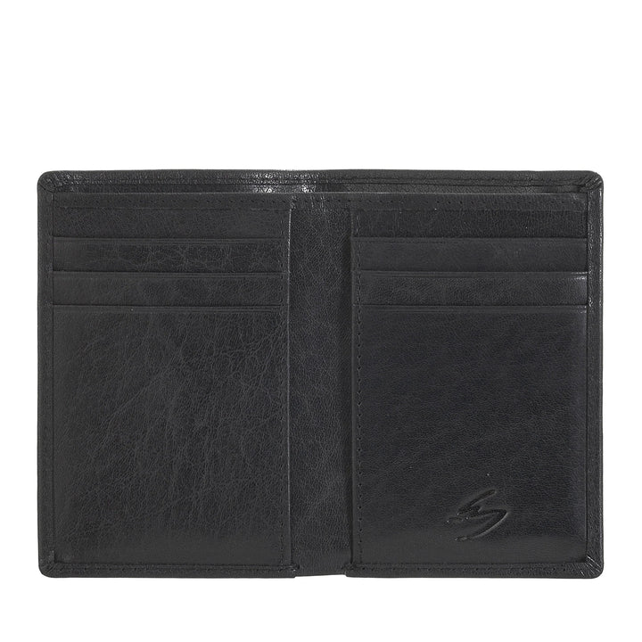 Nuvola Pelle Portafoglio Uomo Piccolo di Vera Pelle Bufalo, Portafoglio Portacarte Slim con Cerniera Zip Posteriore, Tascabile, Compatto