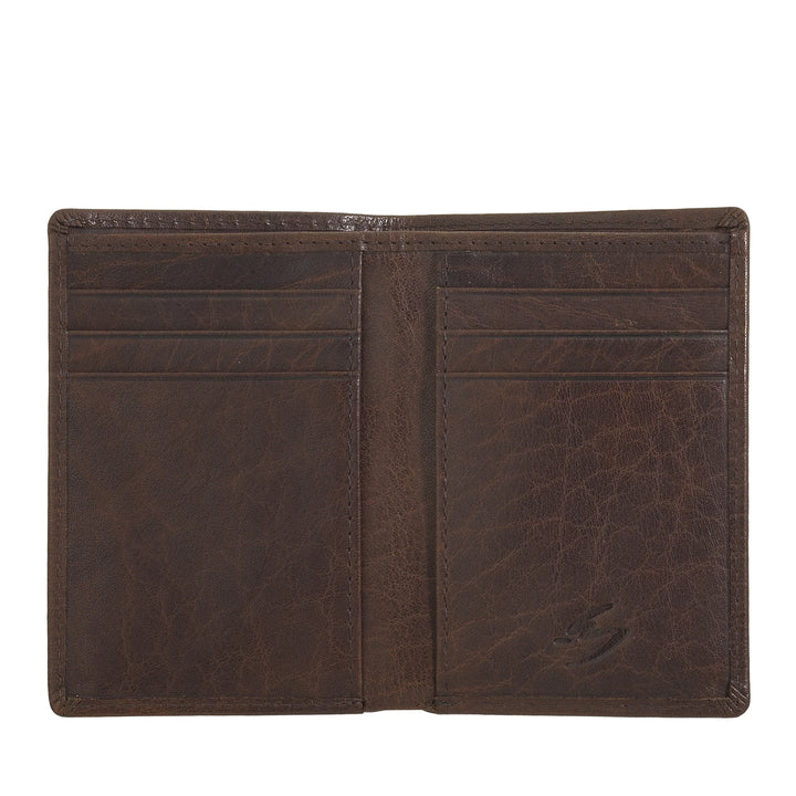 Nuvola Pelle Portafoglio Uomo Piccolo di Vera Pelle Bufalo, Portafoglio Portacarte Slim con Cerniera Zip Posteriore, Tascabile, Compatto