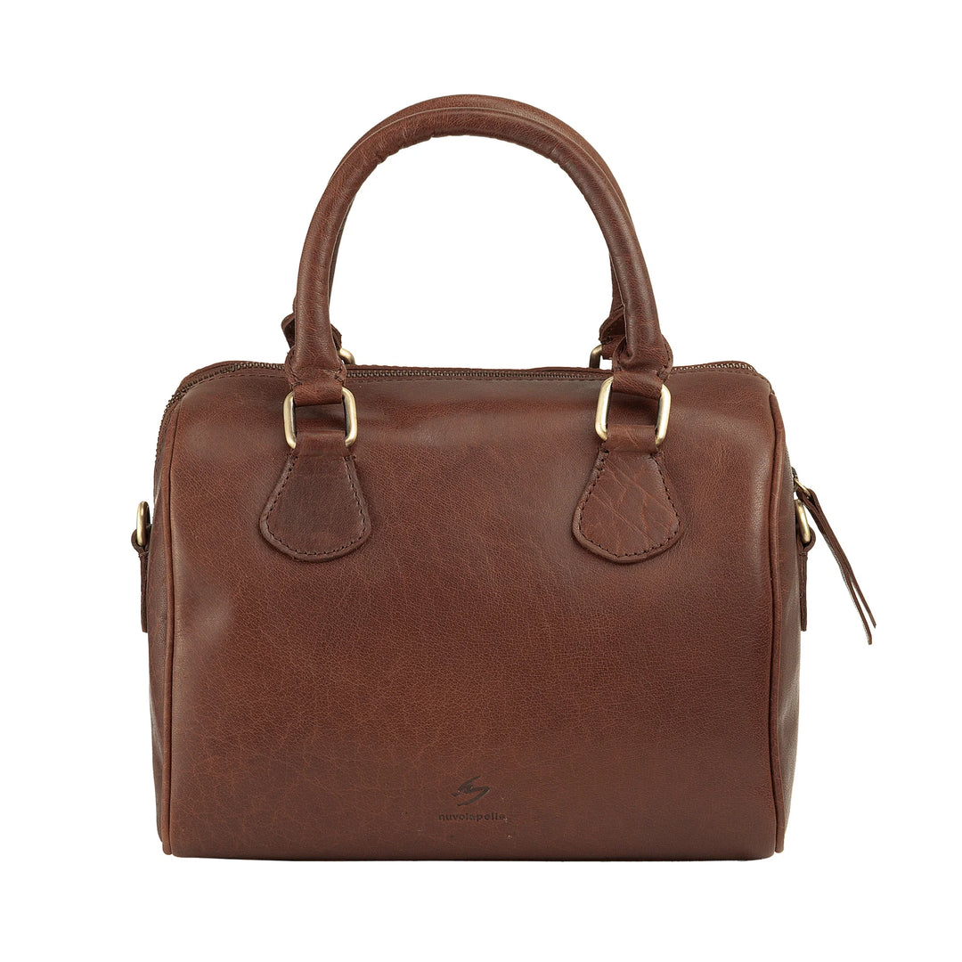 Nuvola Pelle Borsa Donna in Vera Pelle Bufalo con Tracolla Regolabile – Bauletto Handbag Elegante Vintage con Chiusura a Cerniera Zip e Doppio Manico