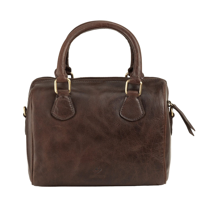 Nuvola Pelle Borsa Donna in Vera Pelle Bufalo con Tracolla Regolabile – Bauletto Handbag Elegante Vintage con Chiusura a Cerniera Zip e Doppio Manico