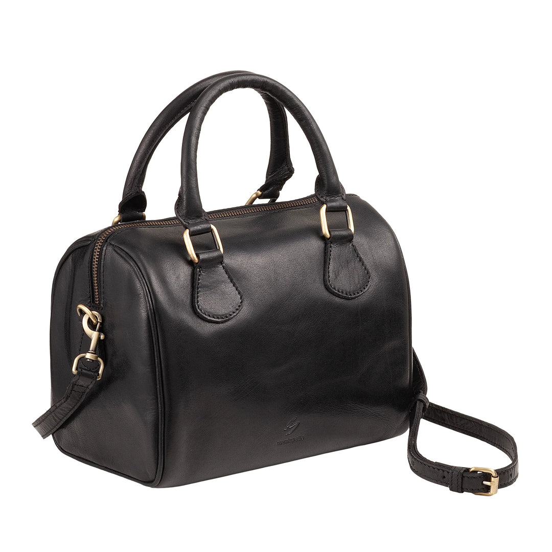 Nuvola Pelle Borsa Donna in Vera Pelle Bufalo con Tracolla Regolabile – Bauletto Handbag Elegante Vintage con Chiusura a Cerniera Zip e Doppio Manico