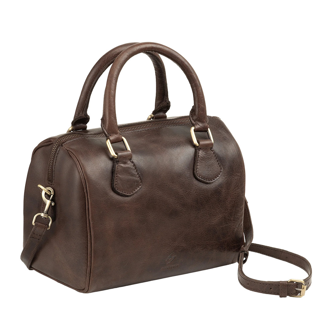 Nuvola Pelle Borsa Donna in Vera Pelle Bufalo con Tracolla Regolabile – Bauletto Handbag Elegante Vintage con Chiusura a Cerniera Zip e Doppio Manico
