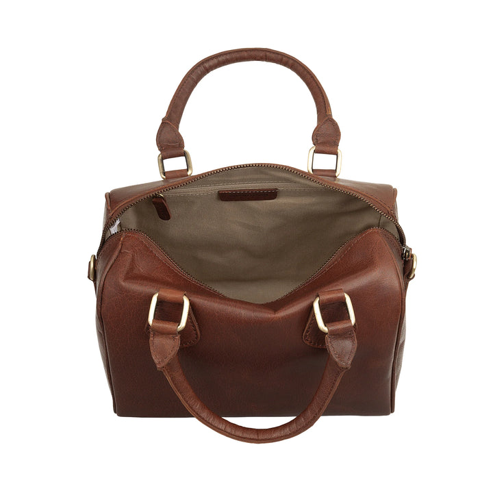 Nuvola Pelle Borsa Donna in Vera Pelle Bufalo con Tracolla Regolabile – Bauletto Handbag Elegante Vintage con Chiusura a Cerniera Zip e Doppio Manico