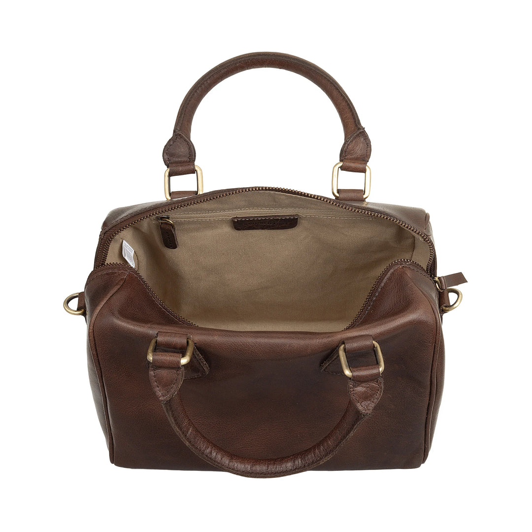 Nuvola Pelle Borsa Donna in Vera Pelle Bufalo con Tracolla Regolabile – Bauletto Handbag Elegante Vintage con Chiusura a Cerniera Zip e Doppio Manico