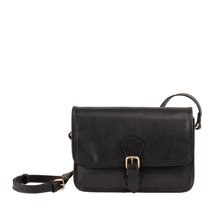 Nuvola Pelle Borsa Donna a Tracolla in Vera Pelle Vintage di Bufalo – Borsa con Patta Piccola Elegante a Chiusura Magnetica con Fibbia e Tracolla Regolabile