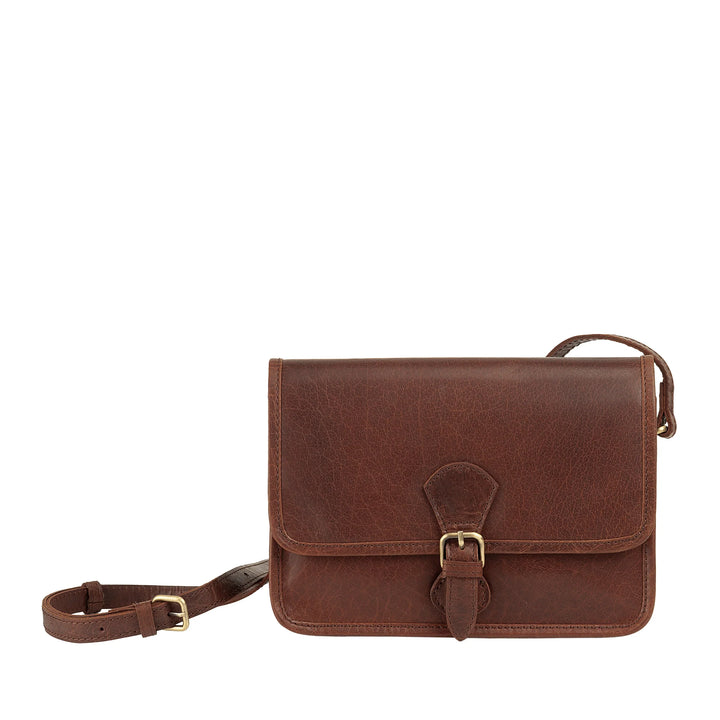 Nuvola Pelle Borsa Donna a Tracolla in Vera Pelle Vintage di Bufalo – Borsa con Patta Piccola Elegante a Chiusura Magnetica con Fibbia e Tracolla Regolabile