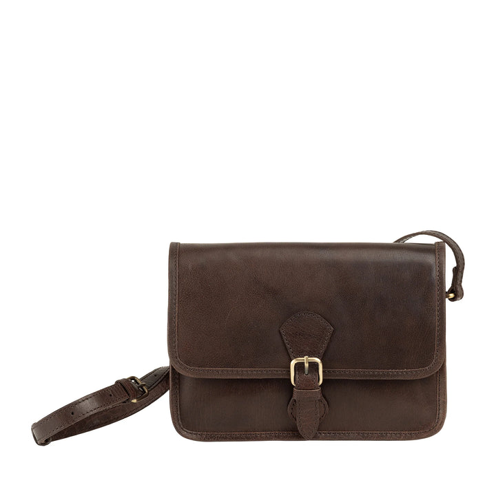Nuvola Pelle Borsa Donna a Tracolla in Vera Pelle Vintage di Bufalo – Borsa con Patta Piccola Elegante a Chiusura Magnetica con Fibbia e Tracolla Regolabile