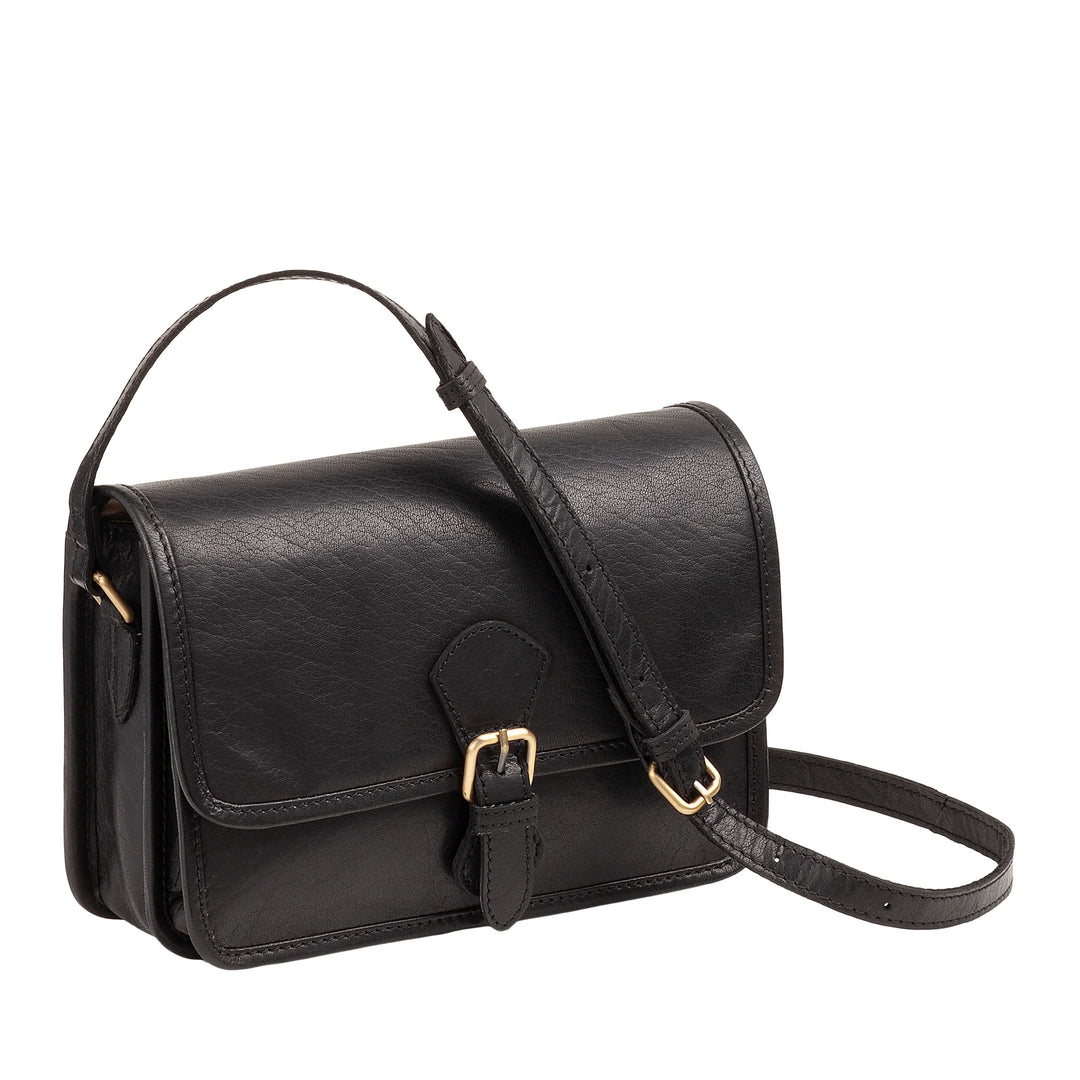 Nuvola Pelle Borsa Donna a Tracolla in Vera Pelle Vintage di Bufalo – Borsa con Patta Piccola Elegante a Chiusura Magnetica con Fibbia e Tracolla Regolabile