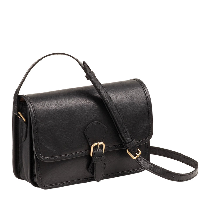 Nuvola Pelle Borsa Donna a Tracolla in Vera Pelle Vintage di Bufalo – Borsa con Patta Piccola Elegante a Chiusura Magnetica con Fibbia e Tracolla Regolabile
