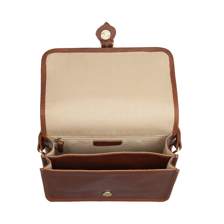 Nuvola Pelle Borsa Donna a Tracolla in Vera Pelle Vintage di Bufalo – Borsa con Patta Piccola Elegante a Chiusura Magnetica con Fibbia e Tracolla Regolabile
