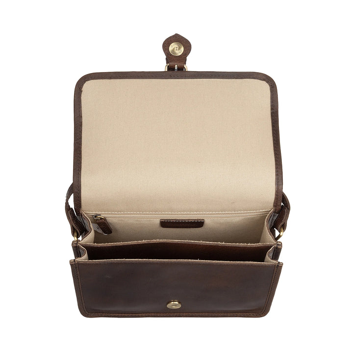 Nuvola Pelle Borsa Donna a Tracolla in Vera Pelle Vintage di Bufalo – Borsa con Patta Piccola Elegante a Chiusura Magnetica con Fibbia e Tracolla Regolabile