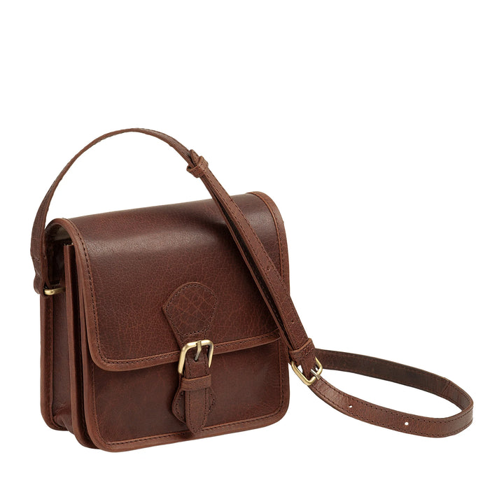 Nuvola Pelle Borsa Donna a Tracolla Piccola in Vera Pelle Vintage di Bufalo – Borsetta Elegante con Patta a Chiusura Magnetica e Fibbia, Tracolla Regolabile