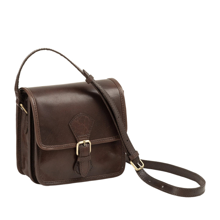 Nuvola Pelle Borsa Donna a Tracolla Piccola in Vera Pelle Vintage di Bufalo – Borsetta Elegante con Patta a Chiusura Magnetica e Fibbia, Tracolla Regolabile